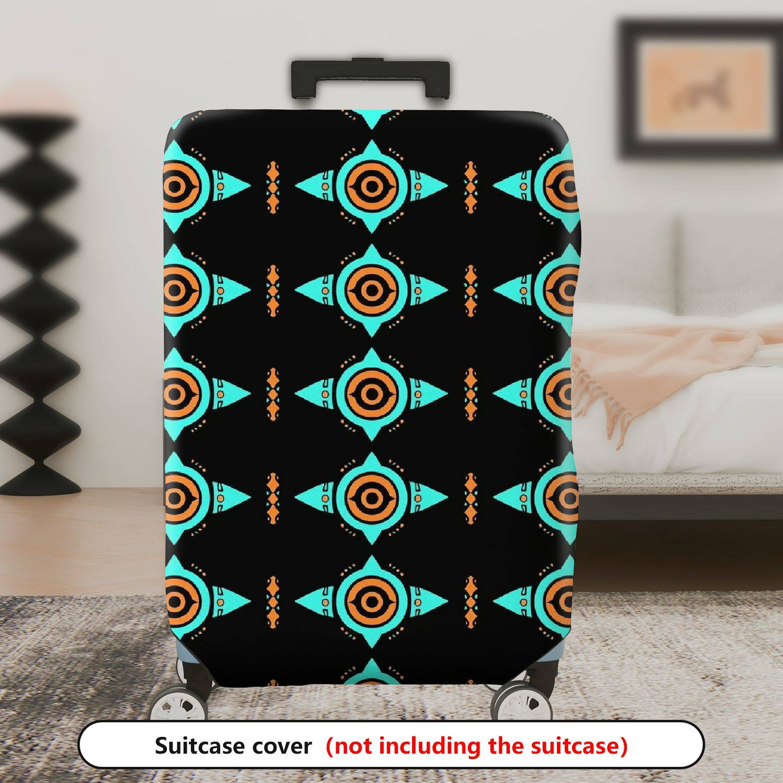 1-Piece Geometric Abstract Tribal Ethnic Modern Unique  Suitcase Luggage Cover, Stretch Protective Sleeve
