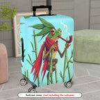 1-Piece Frog Smoking Red Scarf Whimsical Artistic  Suitcase Luggage Cover, Stretch Protective Sleeve