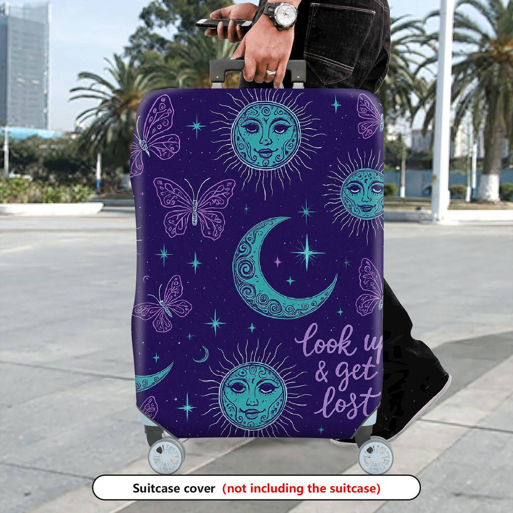 1-Piece Moon Star Butterfly Quote Cosmic Galaxy  Suitcase Luggage Cover, Stretch Protective Sleeve