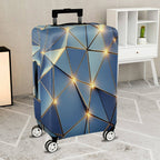 1-Piece Geometric Blue Gold Abstract Modern Stylish Artistic  Suitcase Luggage Cover, Stretch Protective Sleeve