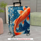 1-Piece Fish Water Bubbles Blue Orange Creative Artistic  Suitcase Luggage Cover, Stretch Protective Sleeve