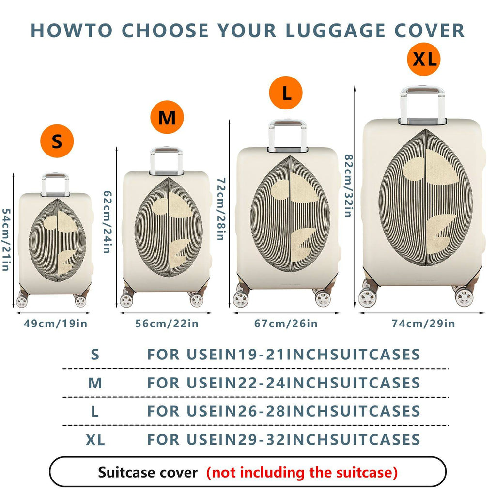 1-Piece Geometric Abstract Black White Minimalist Art Chic Modern  Suitcase Luggage Cover, Stretch Protective Sleeve