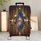 1-Piece Geometric Abstract Gold Line Art Deco Stylish Dark  Suitcase Luggage Cover, Stretch Protective Sleeve