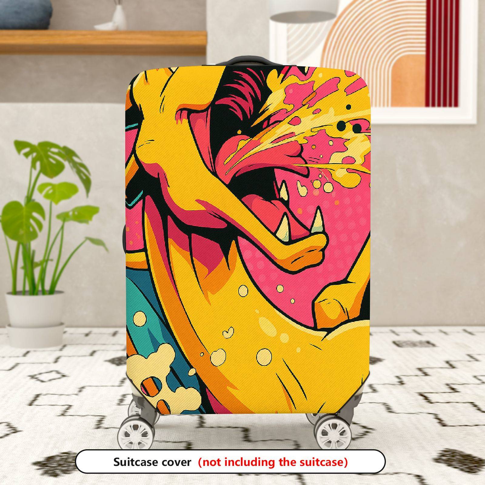 1-Piece Abstract Colorful Artistic Vibrant Dynamic Energetic  Suitcase Luggage Cover, Stretch Protective Sleeve