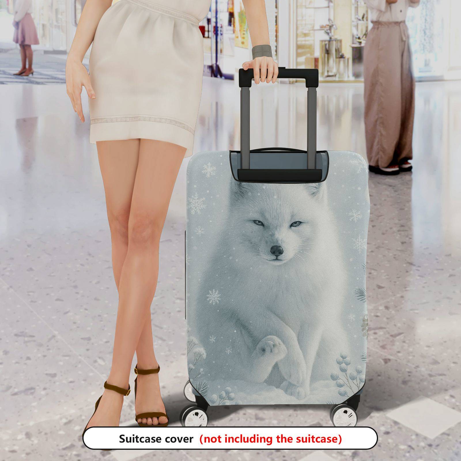 1-Piece Arctic Fox Snow Winter Nature Pine  Suitcase Luggage Cover, Stretch Protective Sleeve