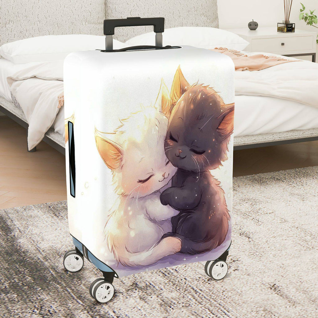 1-Piece Adorable Cat Love Hug Cuddling Cute Animal  Suitcase Luggage Cover, Stretch Protective Sleeve