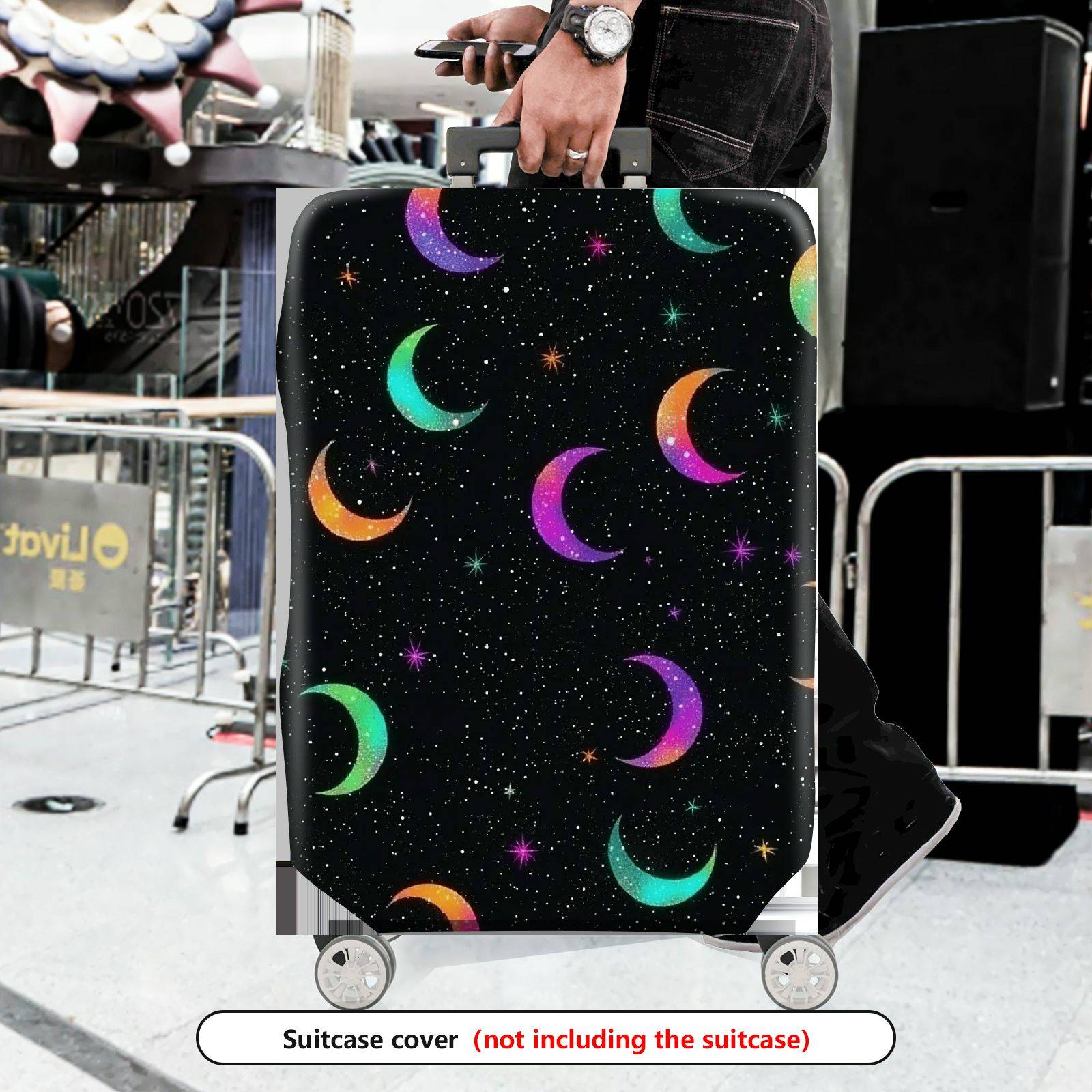 1-Piece Starry Night Colorful Moon Galaxy Cosmic  Suitcase Luggage Cover, Stretch Protective Sleeve