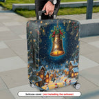 1-Piece Christmas Winter Holiday Bell Snow Village Snowman  Suitcase Luggage Cover, Stretch Protective Sleeve