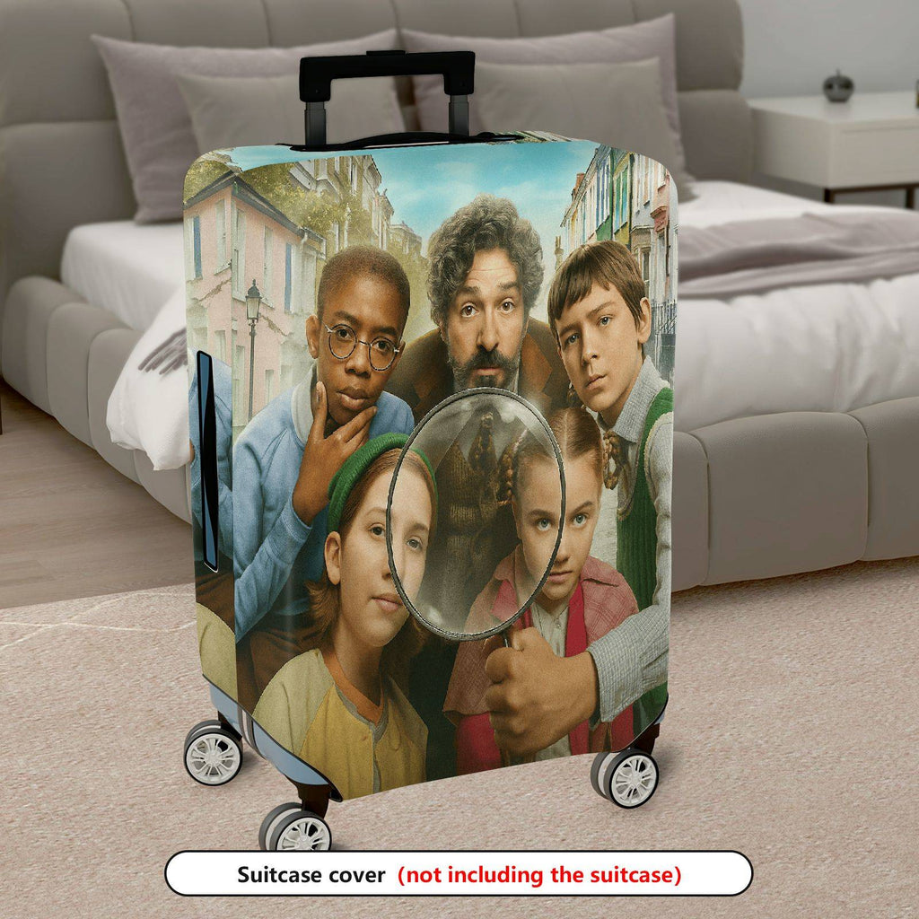 1-Piece Family Nostalgia Vintage Artistic Classic Streets Happy Tour  Suitcase Luggage Cover, Stretch Protective Sleeve