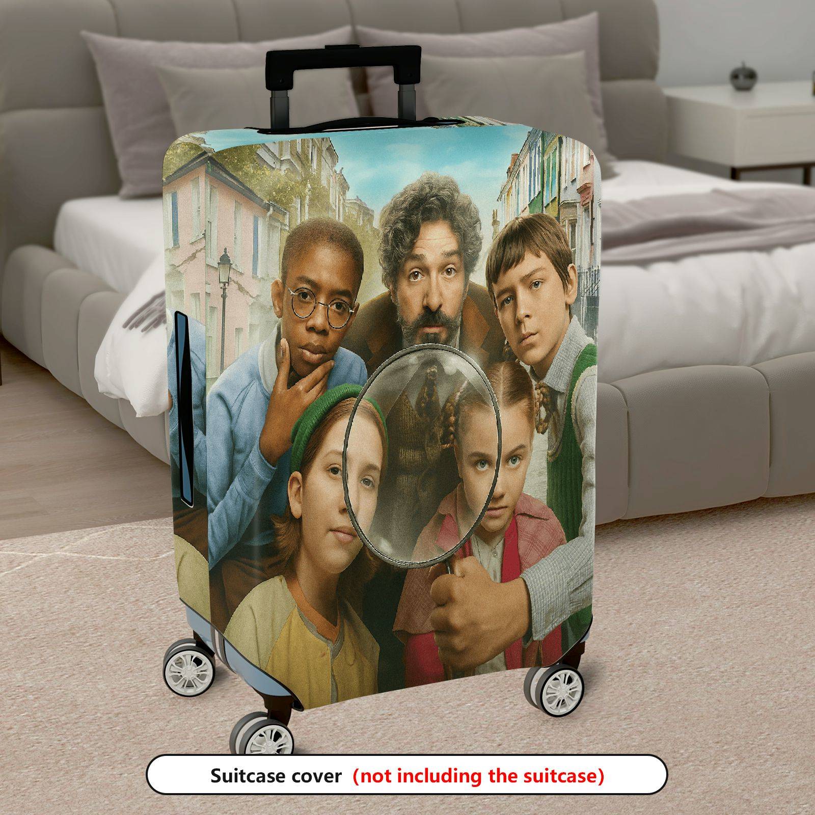 1-Piece Family Nostalgia Vintage Artistic Classic Streets Happy Tour  Suitcase Luggage Cover, Stretch Protective Sleeve
