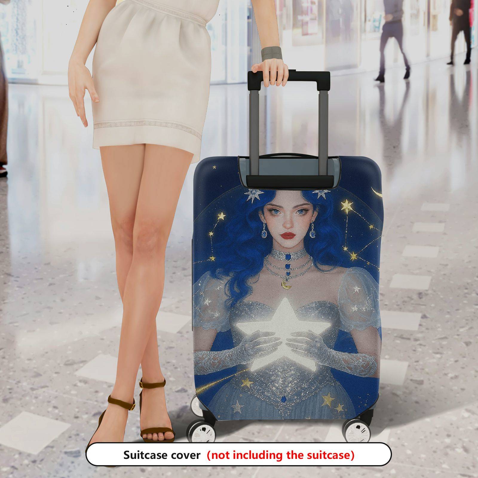 1-Piece Cosmic Starry Night Fantasy Enchanting Mystical Star  Suitcase Luggage Cover, Stretch Protective Sleeve