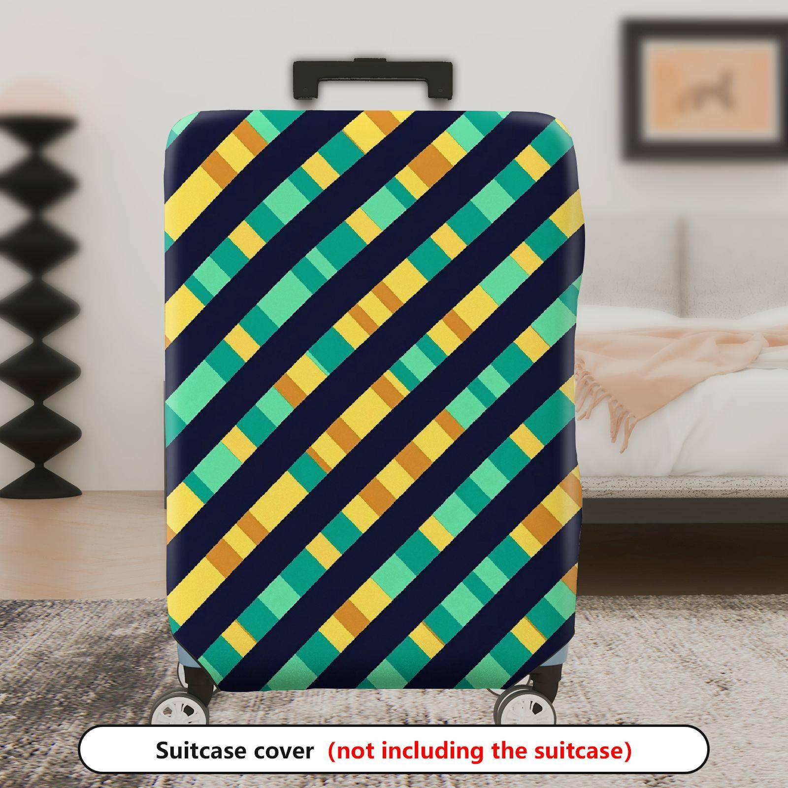 1-Piece Colorful Striped Geometric Pattern Vibrant Abstract Bold  Suitcase Luggage Cover, Stretch Protective Sleeve