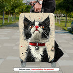 1-Piece Cat Animal Graphic Artistic Creative Black  Suitcase Luggage Cover, Stretch Protective Sleeve