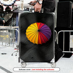 1-Piece Abstract Colorful Umbrella Black Swirl Artistic  Suitcase Luggage Cover, Stretch Protective Sleeve