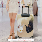 1-Piece Black White Cat Animal Artistic Fantasy  Suitcase Luggage Cover, Stretch Protective Sleeve