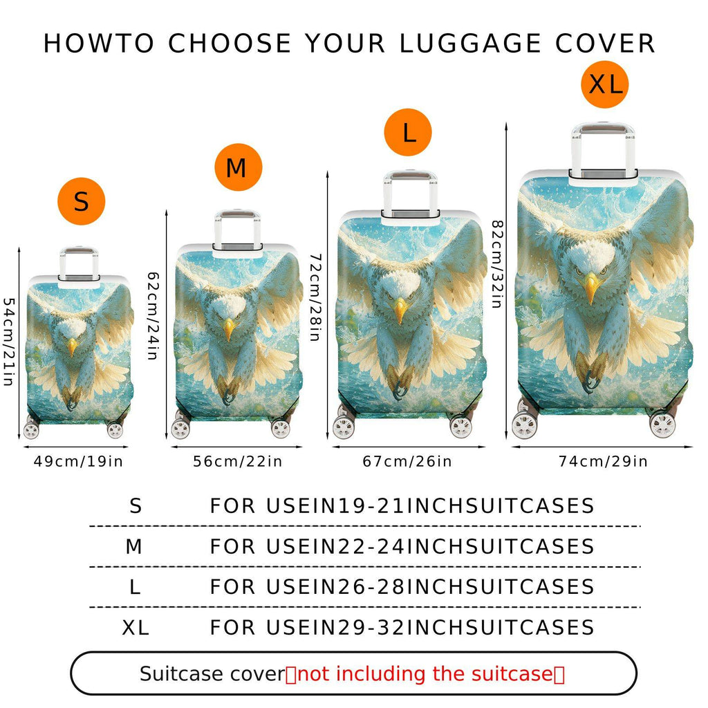 1-Piece Eagle Nature Water Flight Artistic Majestic  Suitcase Luggage Cover, Stretch Protective Sleeve