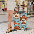 1-Piece Cute Mushroom Autumn Leaf  Printed  Suitcase Luggage Cover, Stretch Protective Sleeve