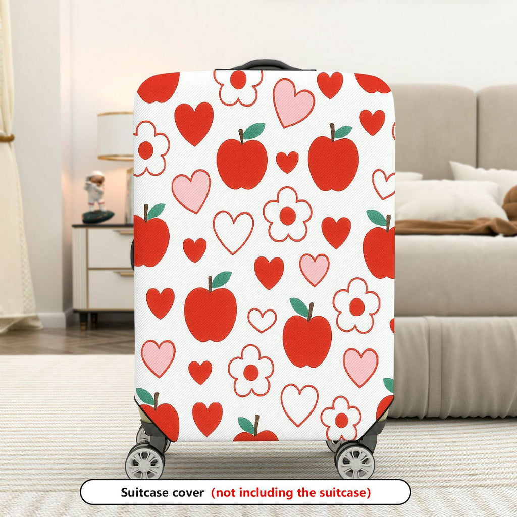 1-Piece Apple Heart Flower Love Red White  Suitcase Luggage Cover, Stretch Protective Sleeve