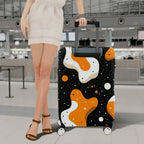 1-Piece Abstract Orange Black White Polka Dot Pattern Graphic Artistic  Suitcase Luggage Cover, Stretch Protective Sleeve