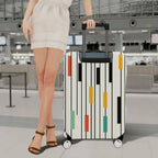 1-Piece Striped Colorful Geometric Abstract Modern Artistic  Suitcase Luggage Cover, Stretch Protective Sleeve