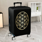 1-Piece Black Gold Geometric Flower Mandala  Suitcase Luggage Cover, Stretch Protective Sleeve