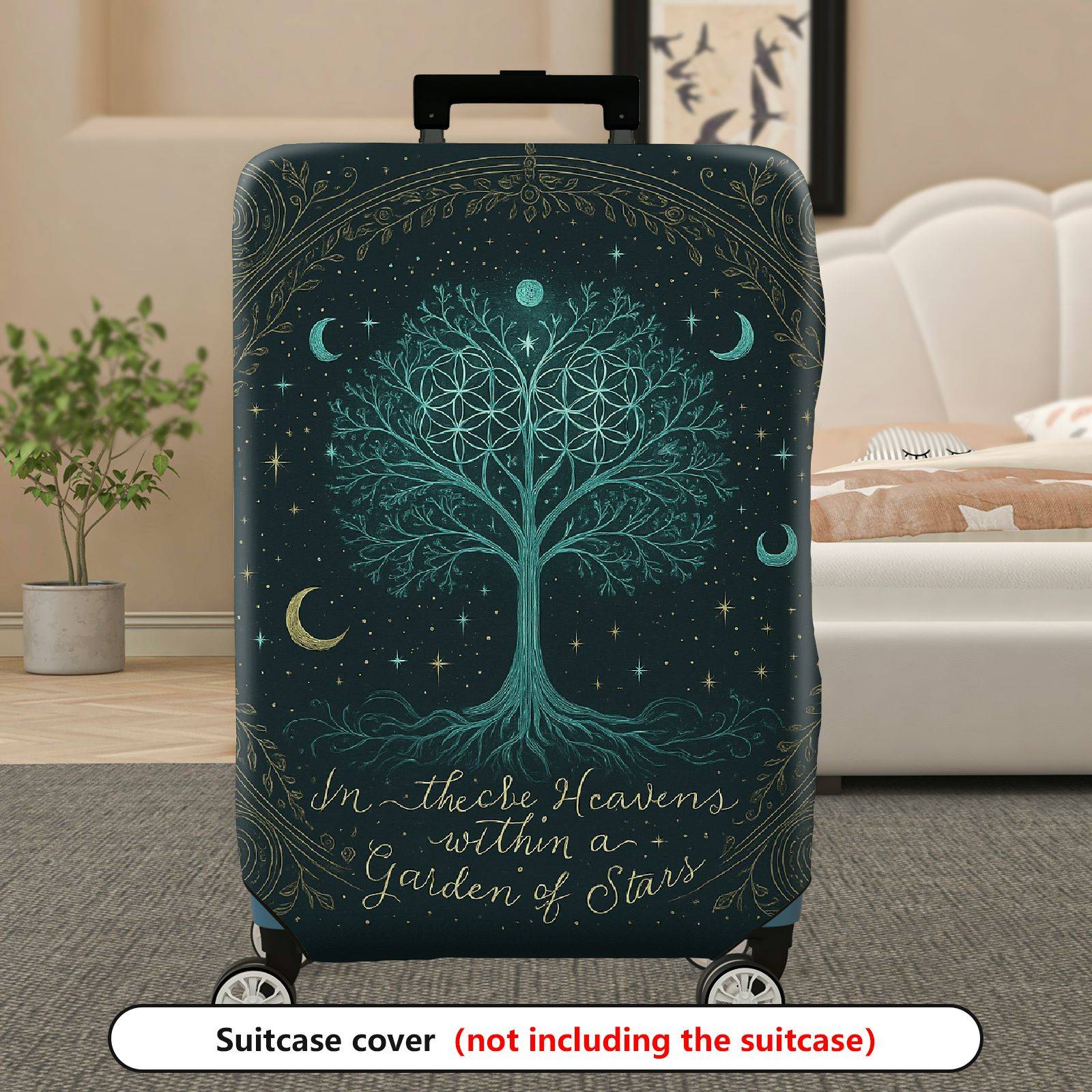 1-Piece Cosmic Tree Moon Star Celestial Abstract  Suitcase Luggage Cover, Stretch Protective Sleeve