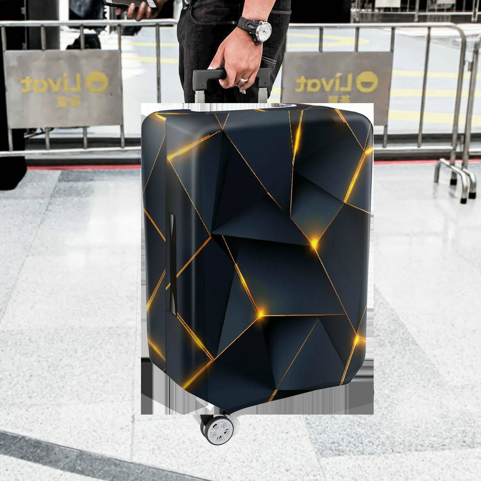 1-Piece Geometric Abstract Modern Artistic Elegant Stylish  Suitcase Luggage Cover, Stretch Protective Sleeve