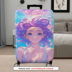 1-Piece Anime Art Colorful Abstract Fantasy Girl  Suitcase Luggage Cover, Stretch Protective Sleeve