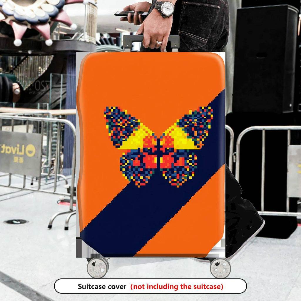 1-Piece Orange Abstract Butterfly Pattern Travel Art Pixel Geometric  Suitcase Luggage Cover, Stretch Protective Sleeve