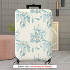 1-Piece Abstract Floral Leaves Blue White Pastel Printed  Suitcase Luggage Cover, Stretch Protective Sleeve