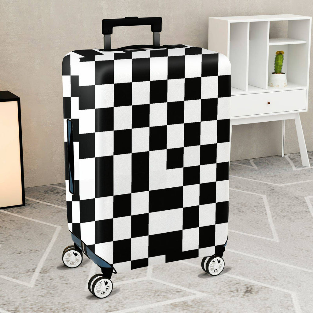 1-Piece Checkered Black White Geometric Modern Stylish  Suitcase Luggage Cover, Stretch Protective Sleeve