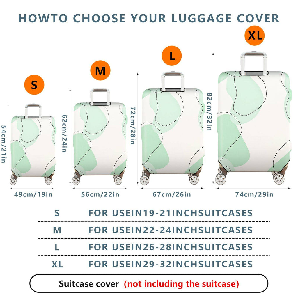 1-Piece Abstract Modern Minimalist Green Line Art  Suitcase Luggage Cover, Stretch Protective Sleeve