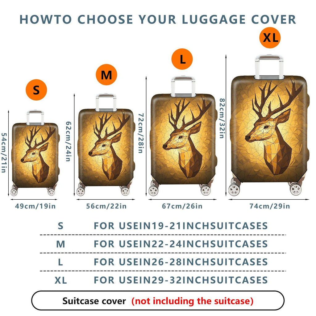 1-Piece Geometric Deer Stag Mosaic Abstract Nature Wildlife  Suitcase Luggage Cover, Stretch Protective Sleeve