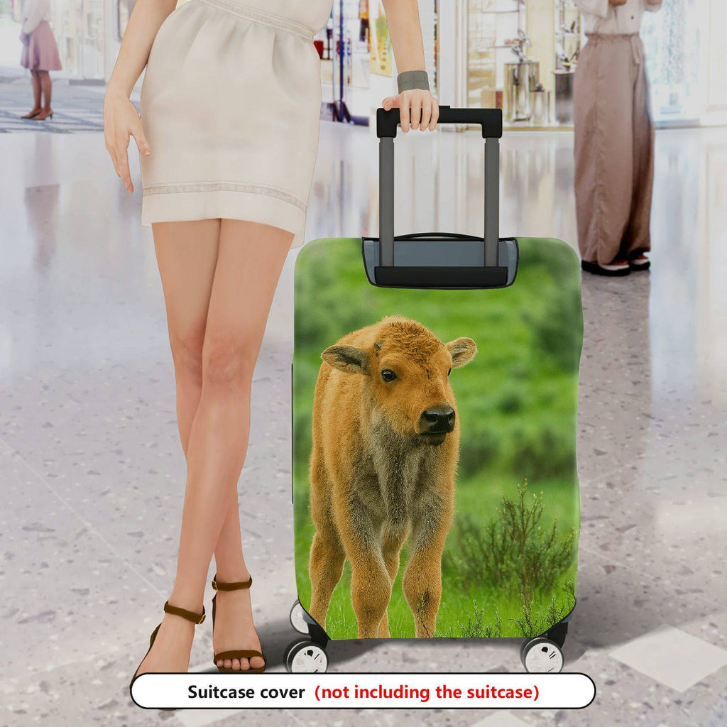 1-Piece Animal Grass Scenery Nature Green  Suitcase Luggage Cover, Stretch Protective Sleeve