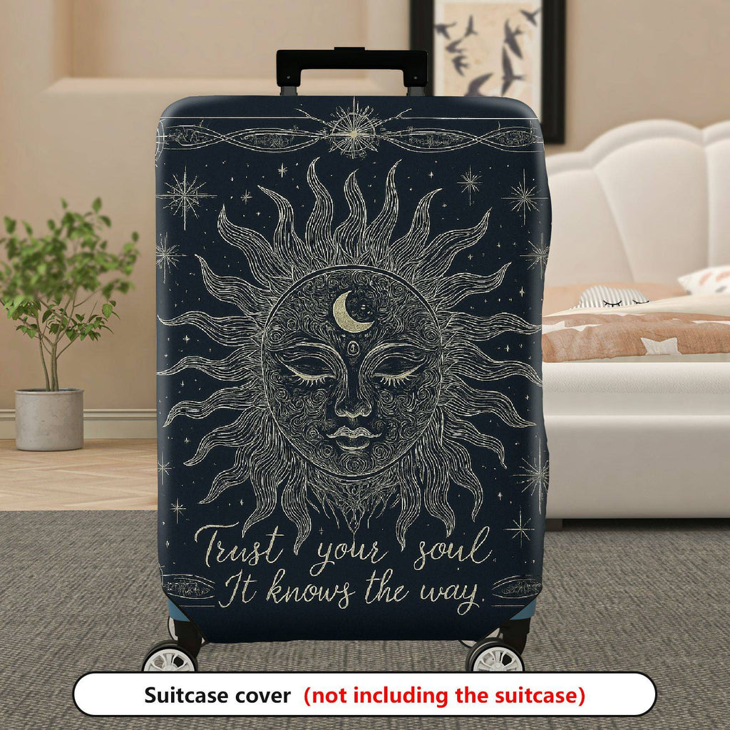 1-Piece Sun Moon Starry Spiritual Mystical Cosmic  Suitcase Luggage Cover, Stretch Protective Sleeve