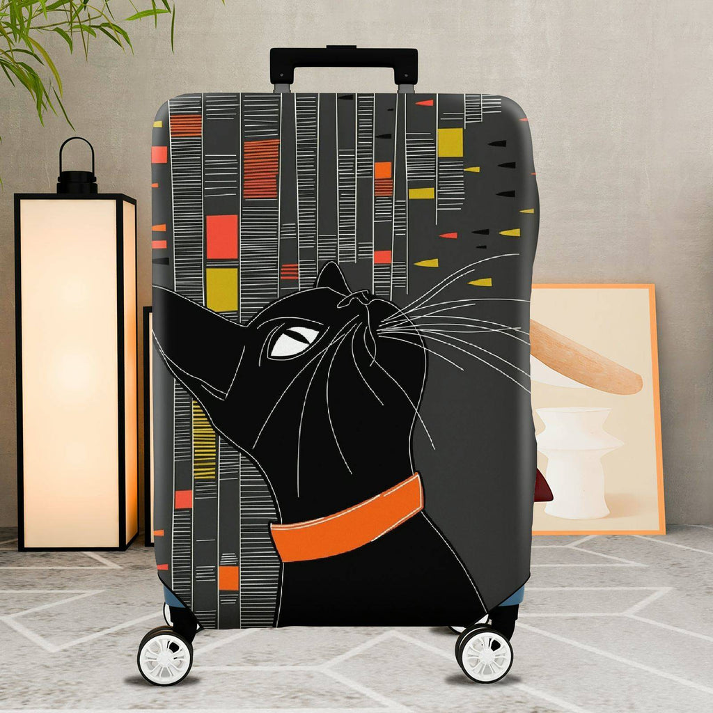 1-Piece Cat Modern Geometric Artistic Colorful  Suitcase Luggage Cover, Stretch Protective Sleeve