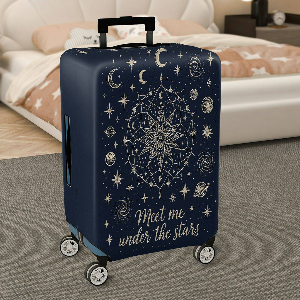 1-Piece Celestial Starry Night Moon Galaxy Cosmic  Suitcase Luggage Cover, Stretch Protective Sleeve