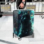 1-Piece Cosmic Feline Galaxy Starry Night Black  Suitcase Luggage Cover, Stretch Protective Sleeve