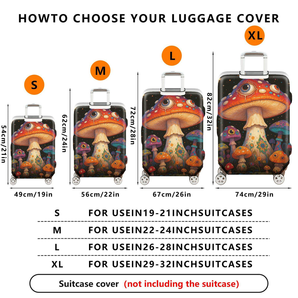 1-Piece Colorful Cosmic Psychedelic Fantasy Mushroom Eye  Suitcase Luggage Cover, Stretch Protective Sleeve