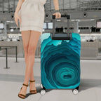 1-Piece Abstract Oceanic Turquoise Layered Depth  Suitcase Luggage Cover, Stretch Protective Sleeve