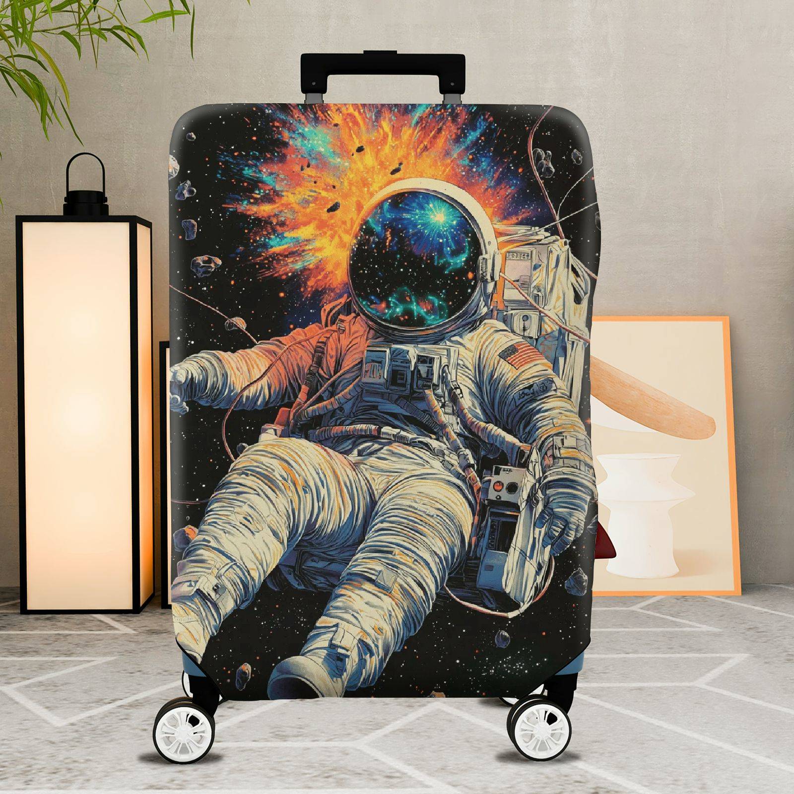 1-Piece Cosmic Astronaut Explosion Galaxy Universe Outer Space  Suitcase Luggage Cover, Stretch Protective Sleeve