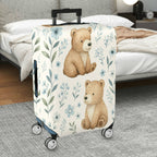 1-Piece Cute Bear Floral Nature Artistic Animal  Suitcase Luggage Cover, Stretch Protective Sleeve