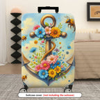 1-Piece Anchor Floral Ocean Bee Clouds Colorful  Suitcase Luggage Cover, Stretch Protective Sleeve