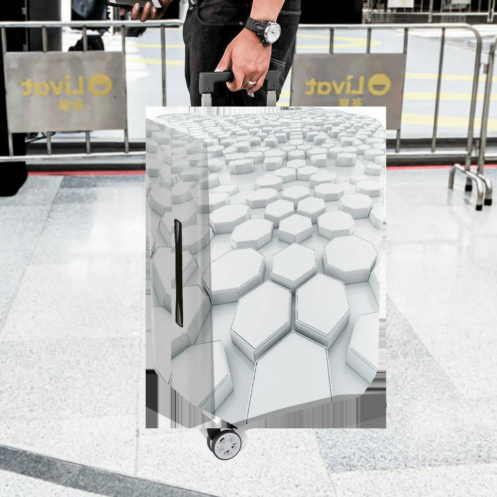 1-Piece Geometric Modern Abstract Monochrome Minimalist  Suitcase Luggage Cover, Stretch Protective Sleeve