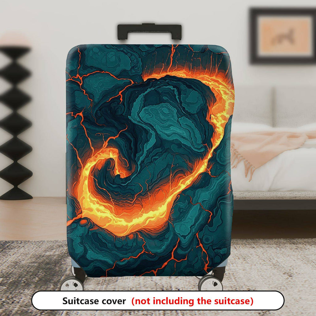 1-Piece Abstract Fiery Volcanic Marble Swirl Pattern  Suitcase Luggage Cover, Stretch Protective Sleeve