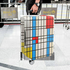 1-Piece Geometric Colorful Retro Modern Artistic Chic  Suitcase Luggage Cover, Stretch Protective Sleeve