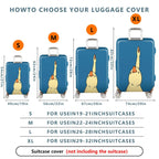 1-Piece Animal Duck Blue  Whimsical Cute  Suitcase Luggage Cover, Stretch Protective Sleeve
