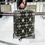 1-Piece Elegant Floral Pattern Black Beige Geometric Art Style  Suitcase Luggage Cover, Stretch Protective Sleeve