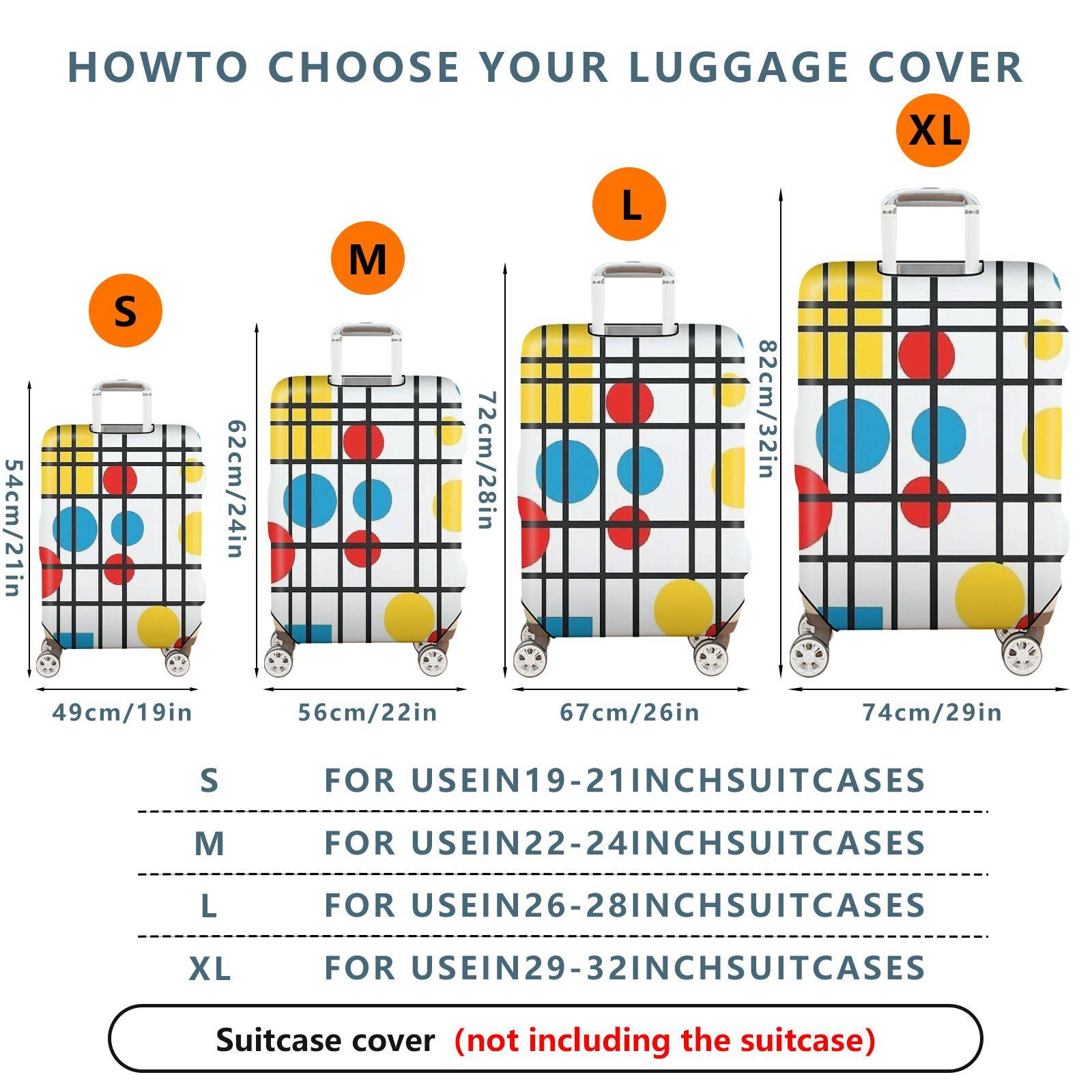 1-Piece Modern Abstract Geometric Colorful Artistic Stylish  Suitcase Luggage Cover, Stretch Protective Sleeve