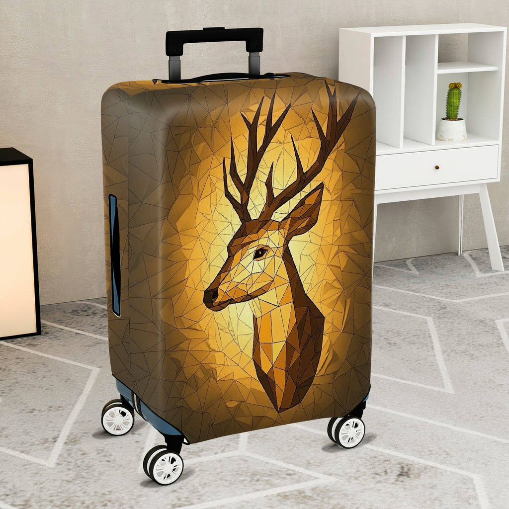 1-Piece Geometric Deer Stag Mosaic Abstract Nature Wildlife  Suitcase Luggage Cover, Stretch Protective Sleeve